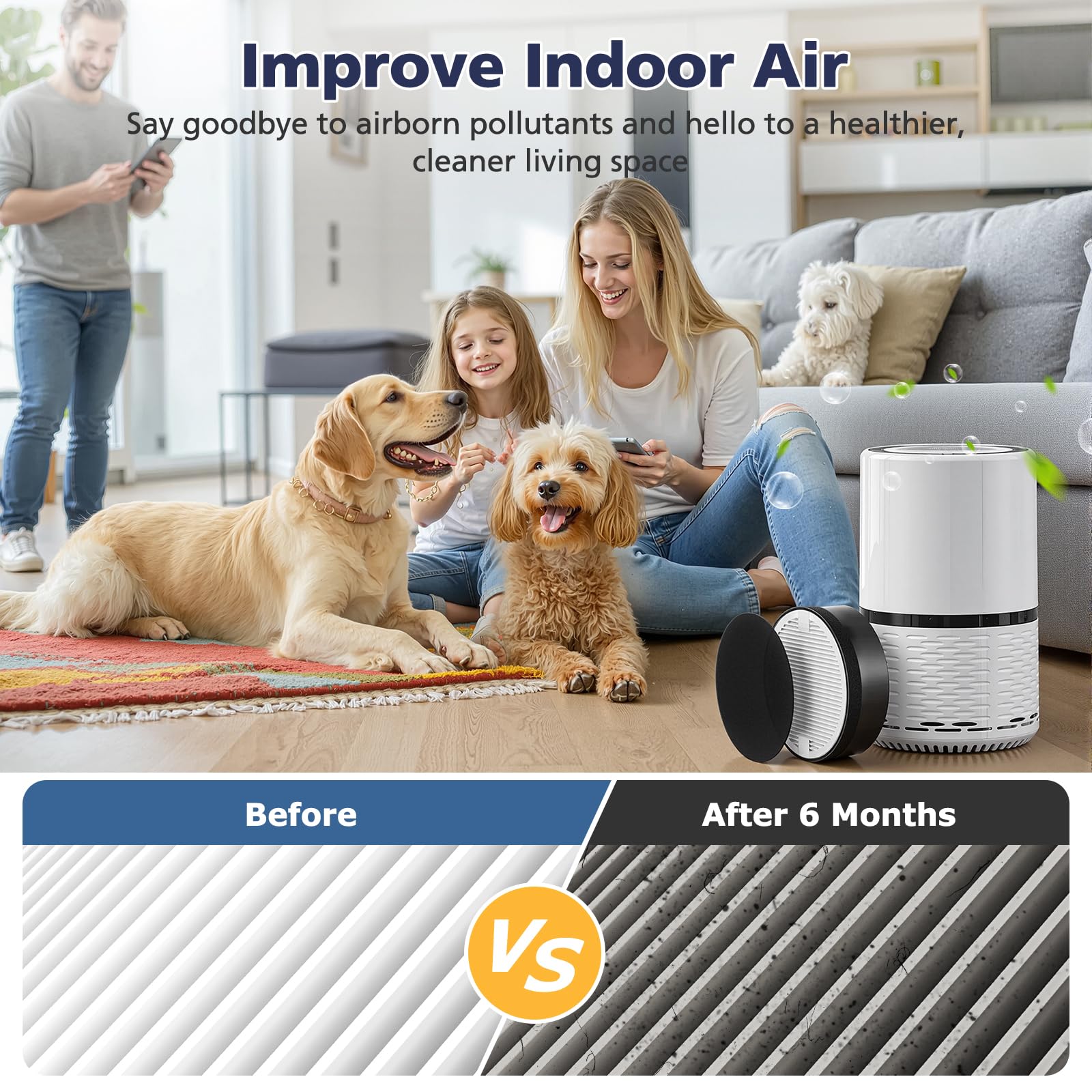 Cabiclean comparaison taille du filtre LV-H-132 montrant dimensions précises et ajustement sûr