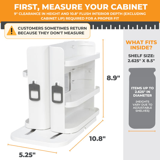 Cabinet Caddy SNAP! gros plan étagère réglable pour adapter hauteurs