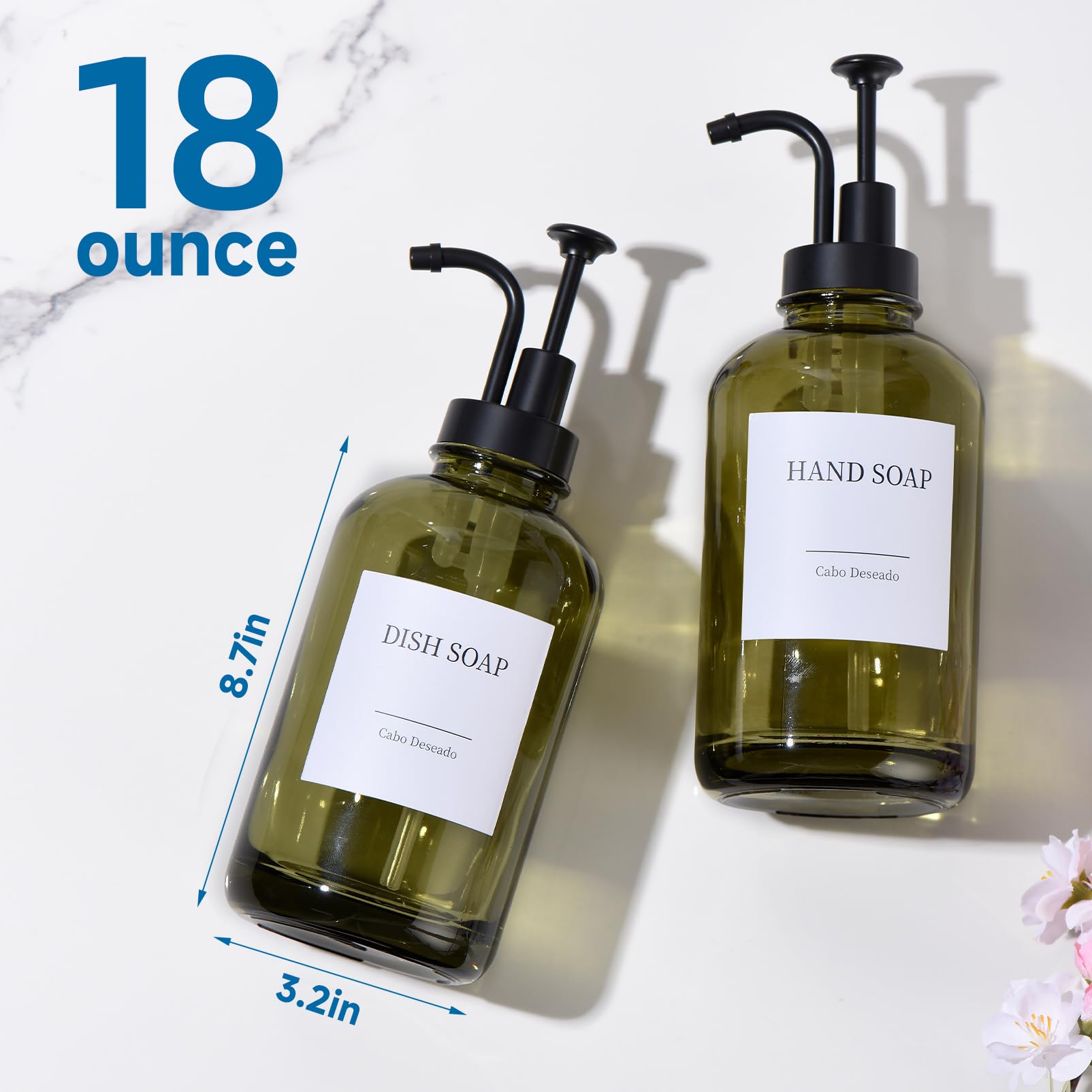 Cabo Deseado verre teint vert olive montrant la finition transparente et résistante