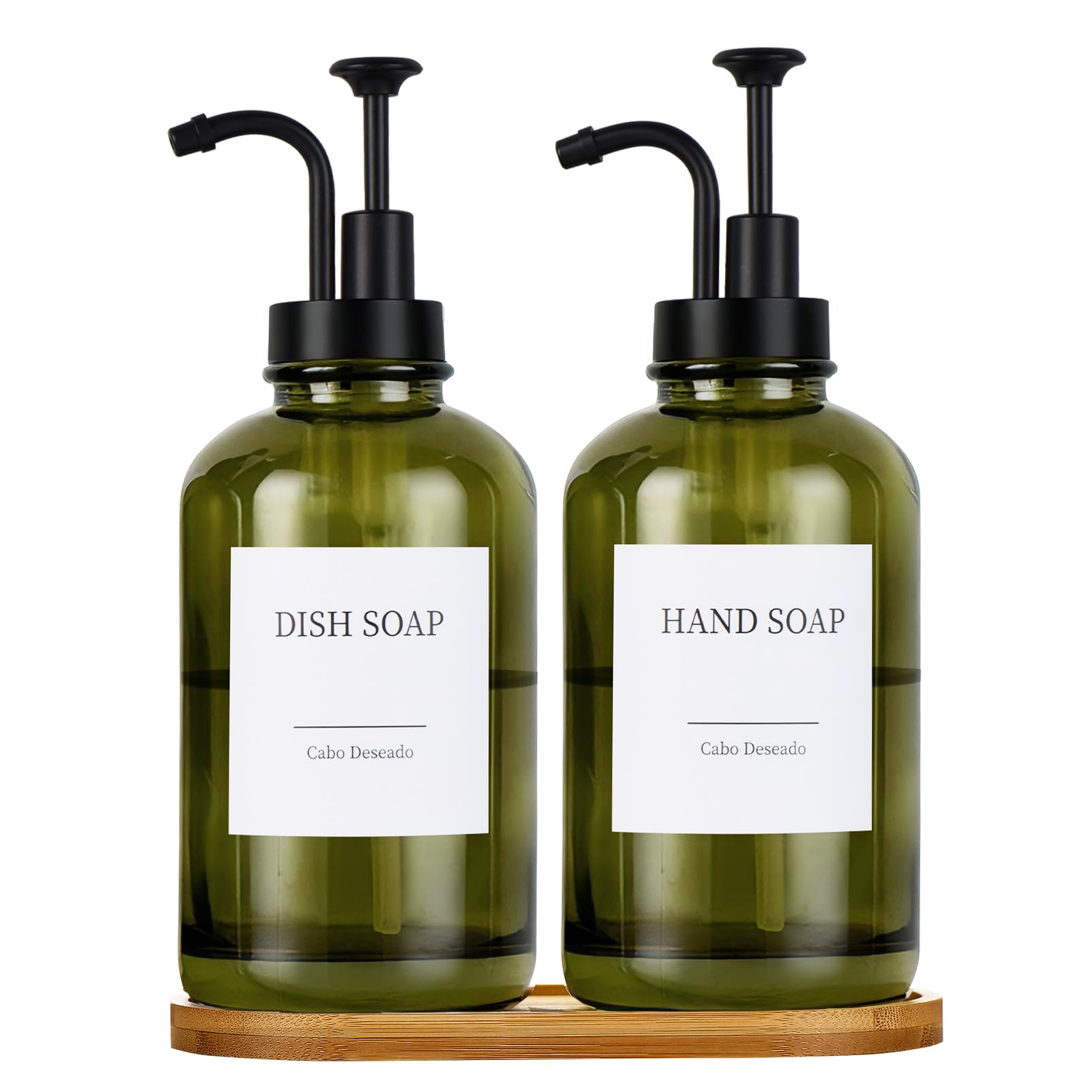 Cabo Deseado distributeurs face sur plateau bambou pour rangement esthétique