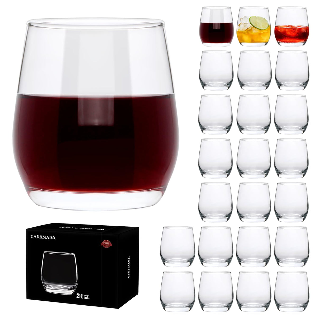 Cadamada verre sans tige face montrant silhouette élégante et tenue fiable
