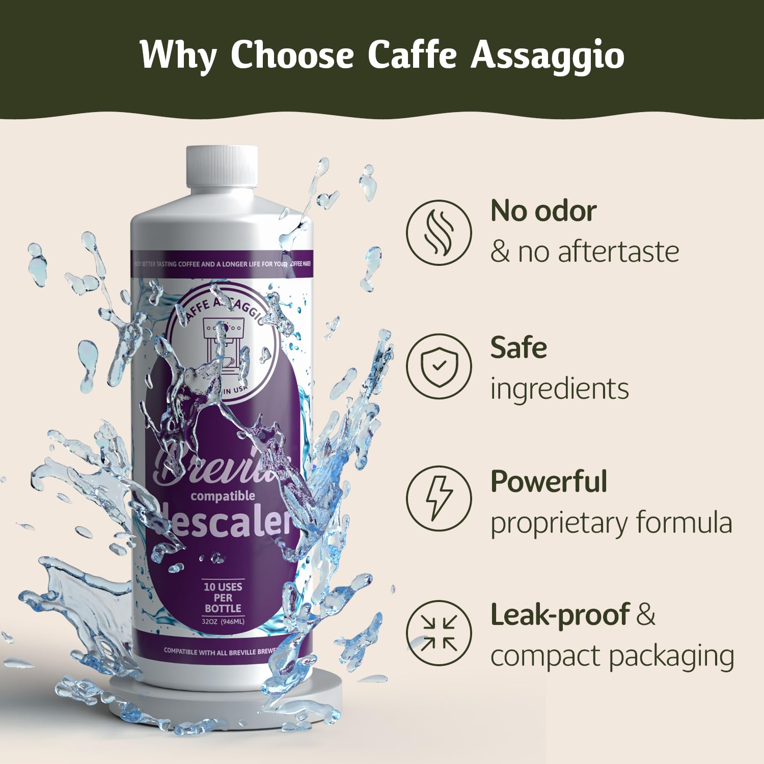 Caffe Assaggio étiquette lisible avec ingrédients naturels et mode d'emploi simple