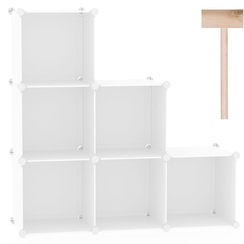 C&AHOME vue frontale de l'étagère 6 cubes milky pour rangement modulable