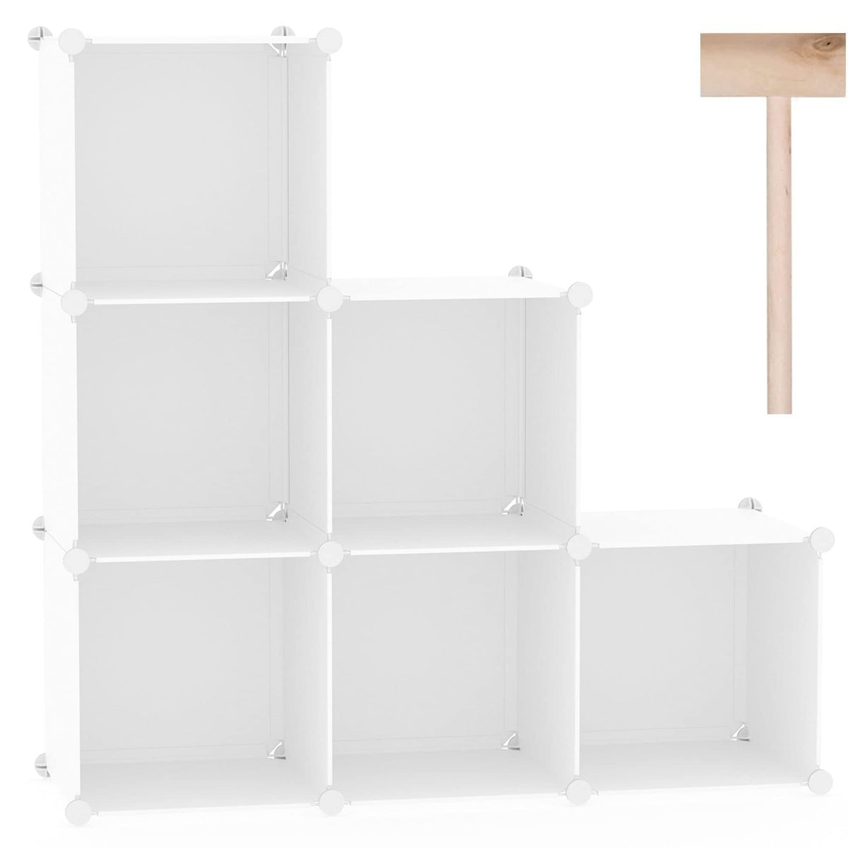 C&AHOME vue frontale de l'étagère 6 cubes milky pour rangement modulable