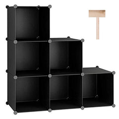 C&AHOME étagère 6 cases noire vue de face, organise et décore efficacement