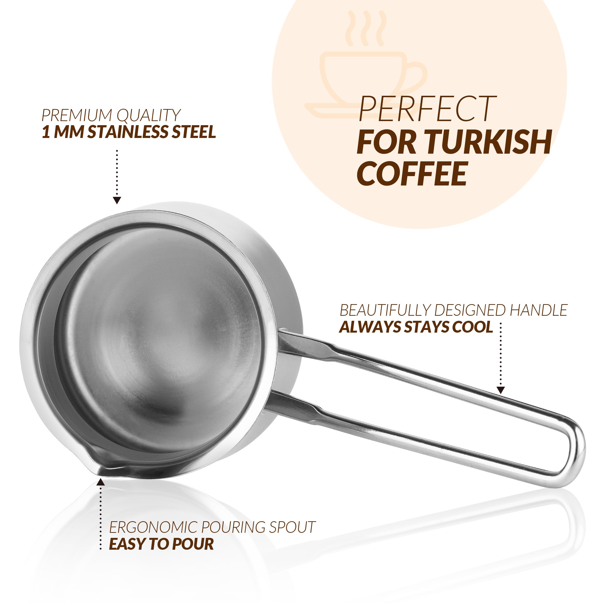 Caizen Coffee briki gros plan de la manche froide pour service sûr