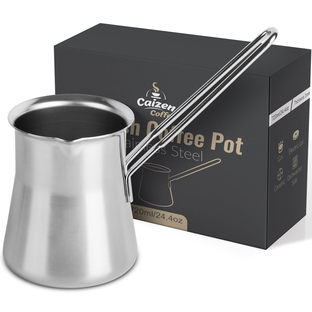Caizen Coffee briki vue face montrant design élégant et robustesse