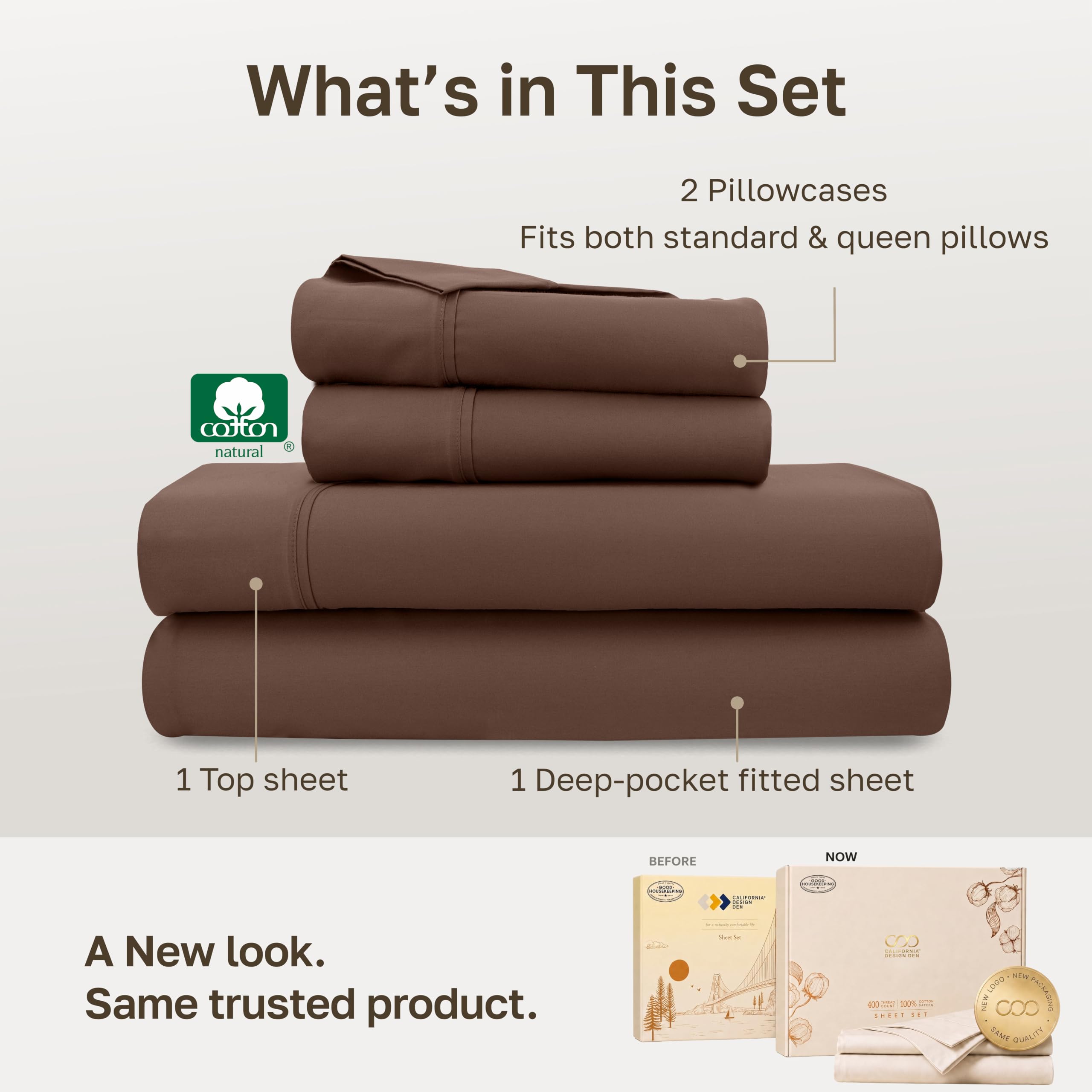 California Design Den drap-housse ajusté sur matelas profond, maintien élastique fiable