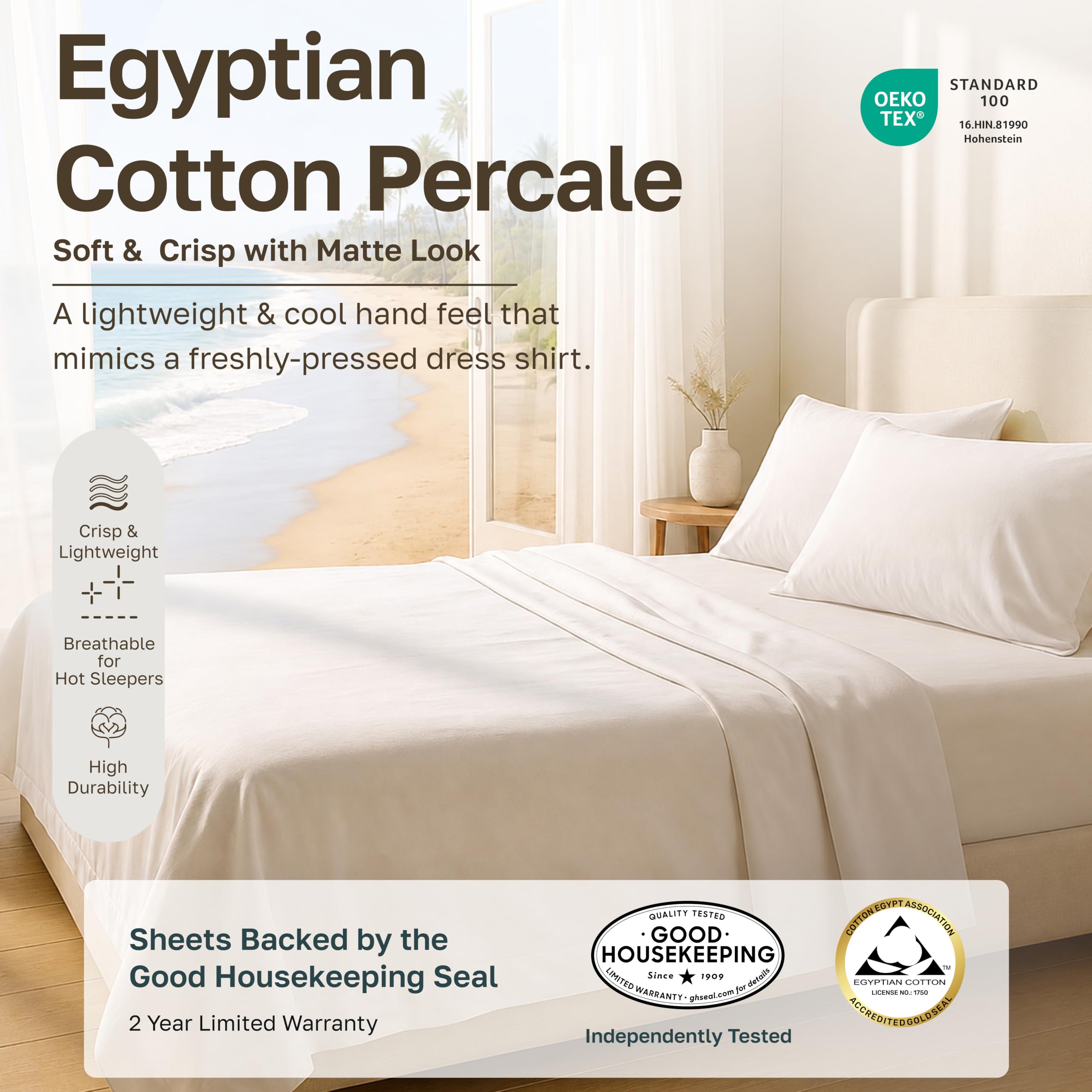 California Design Den texture percale serrée garantissant sensation fraîche et respirante