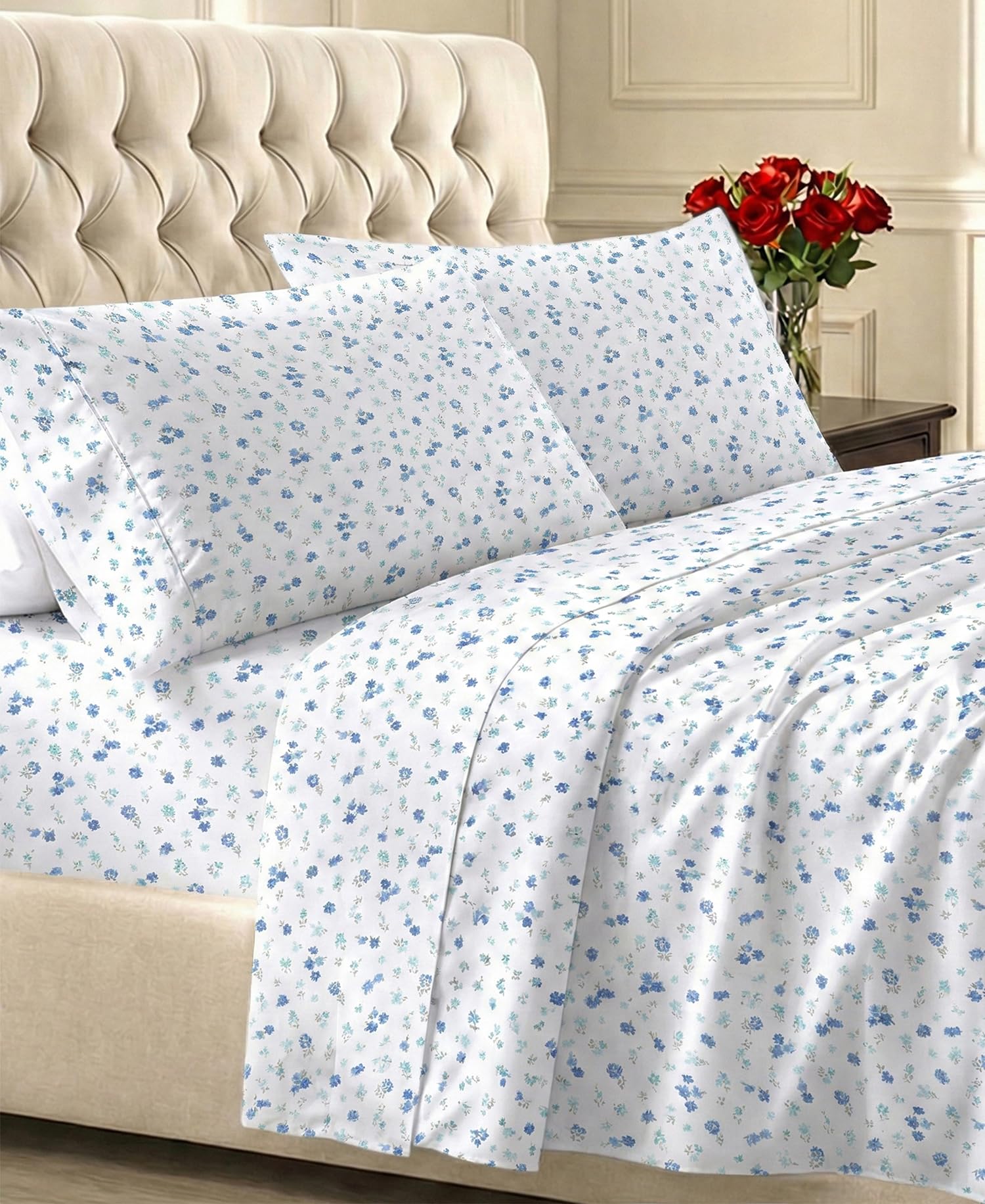 California Design Den face du paquet montrant l’ensemble Twin XL et son motif floral