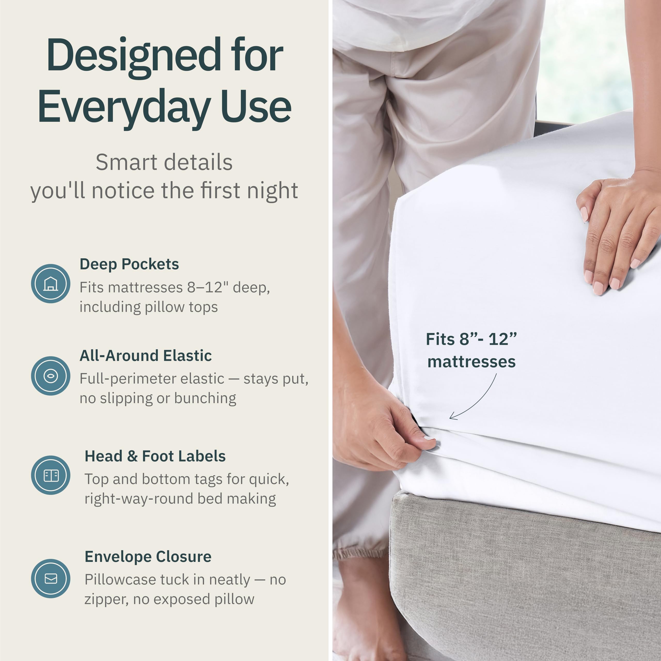 California Design Den lit Twin XL fait avec draps blancs montrant aspect en situation