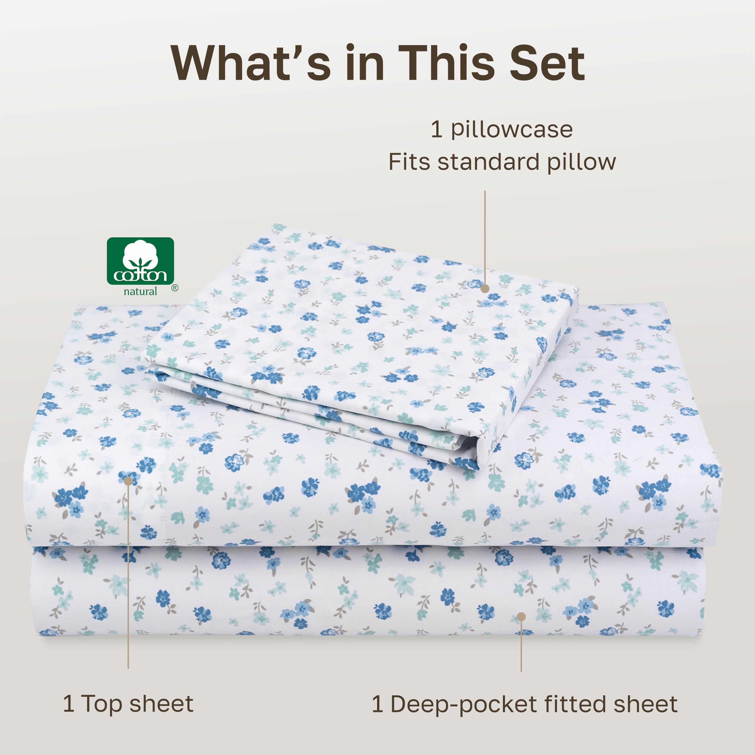 California Design Den détail du motif floral bleu sur fond blanc pour style aéré