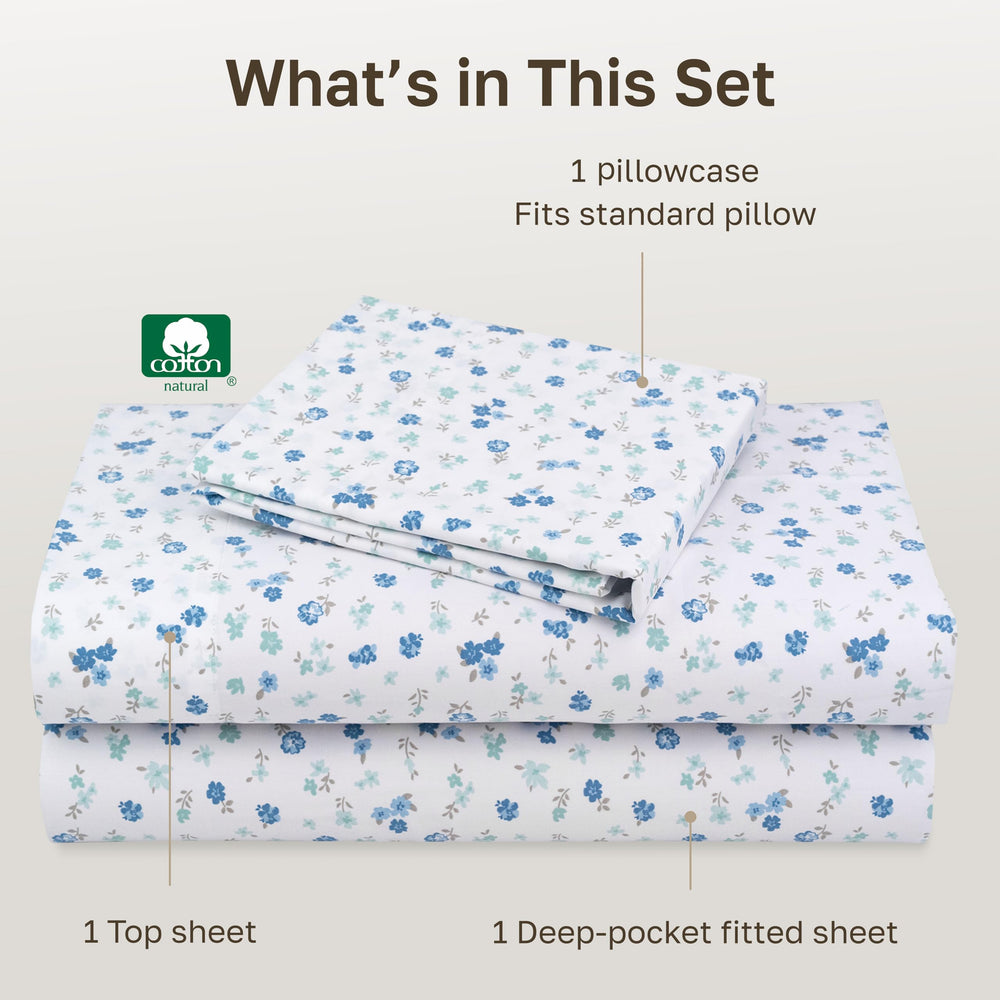 California Design Den détail du motif floral bleu sur fond blanc pour style aéré