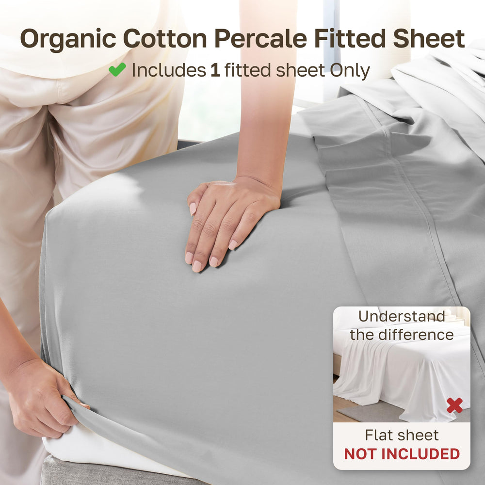 California Design Den gros plan percale montrant texture mate et respirabilité