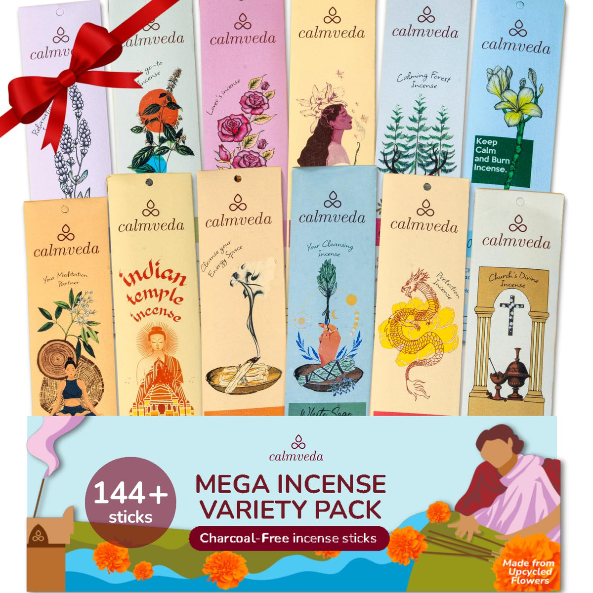 Calmveda vue avant du coffret avec 12 parfums, idéale pour découvrir