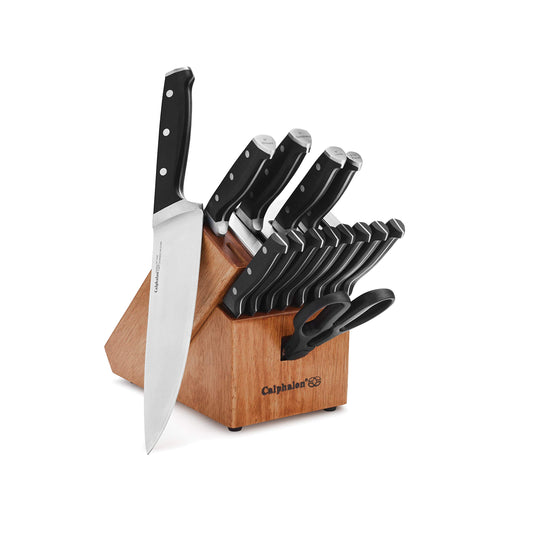 Calphalon bloc en bois montrant ensemble organisé et gain de place