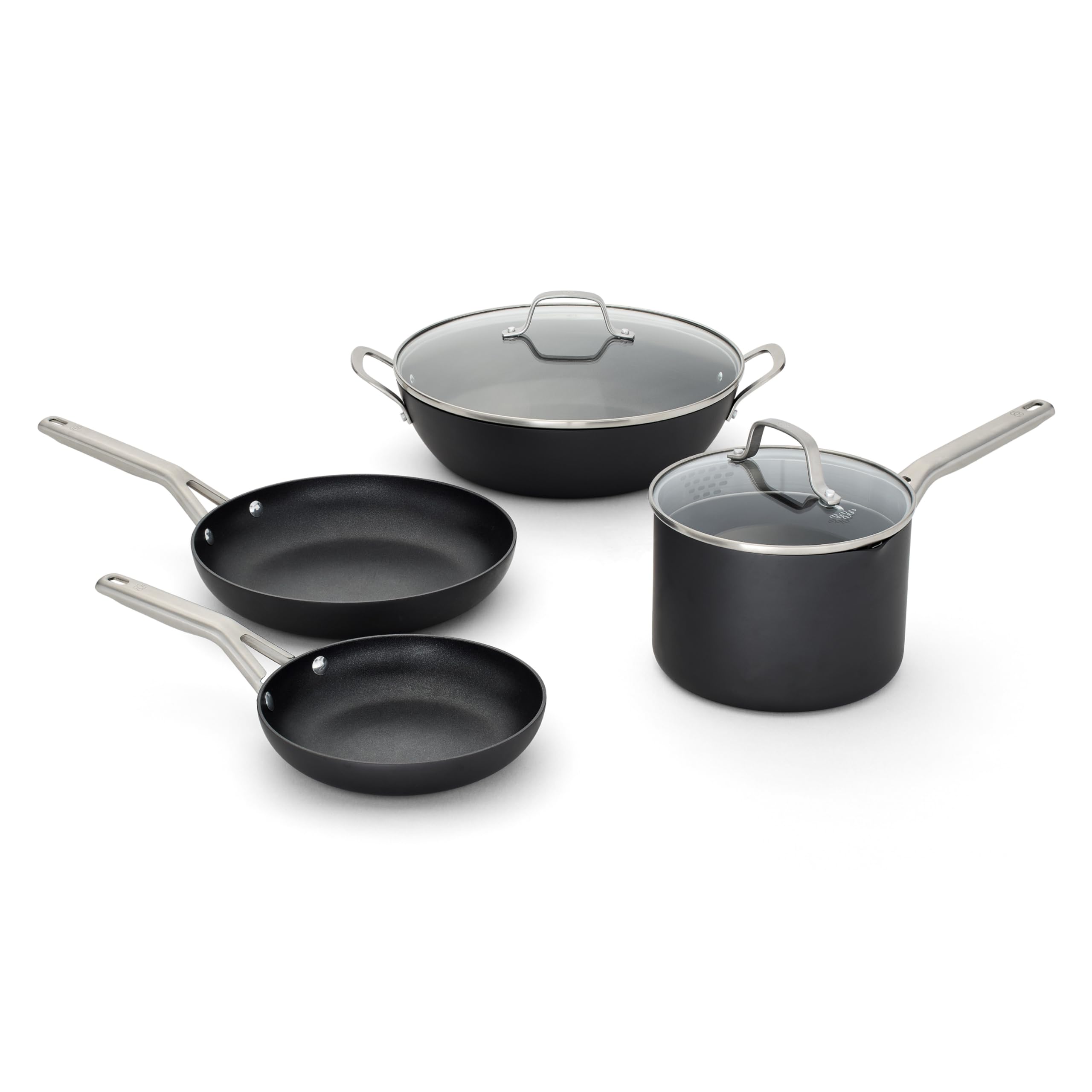 Calphalon face avant du set montrant l’ensemble et les accessoires pratiques