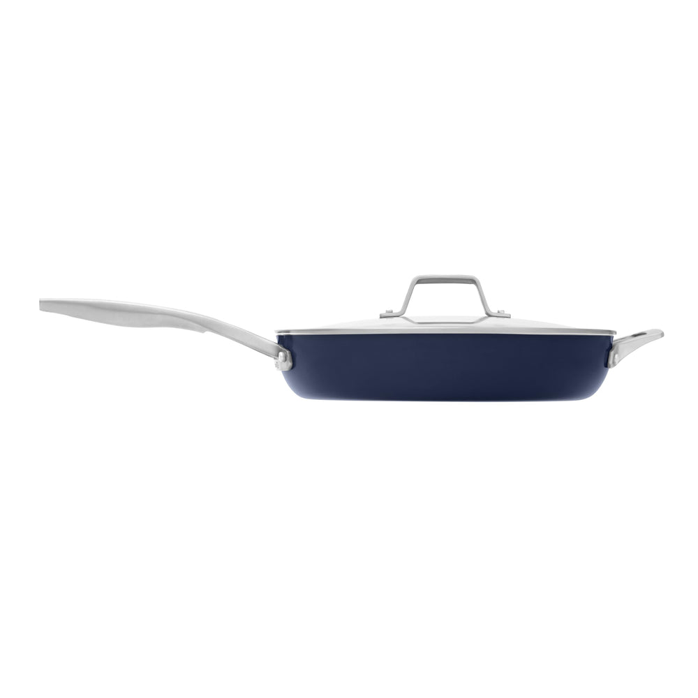 Calphalon poêle premier vue avant, design midnight blue et cuisson homogène