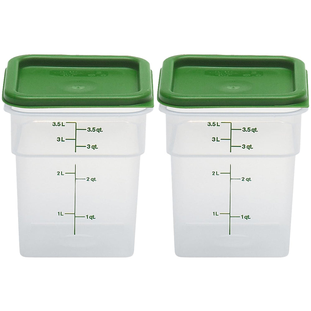 Cambro contenant avant montrant forme carrée et gain de place