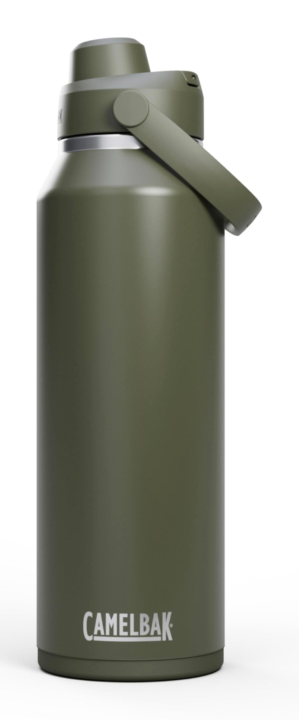 CamelBak Thrive Chug vue avant montrant la capacité et le fini moss, pratique pour longues journées