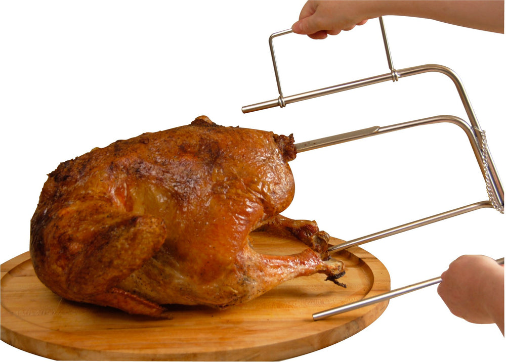 Camerons support avec dinde montée tête en bas pour viande plus juteuse