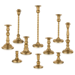 Candeldo ensemble de 10 bougeoirs dorés mats montrant l'aspect élégant