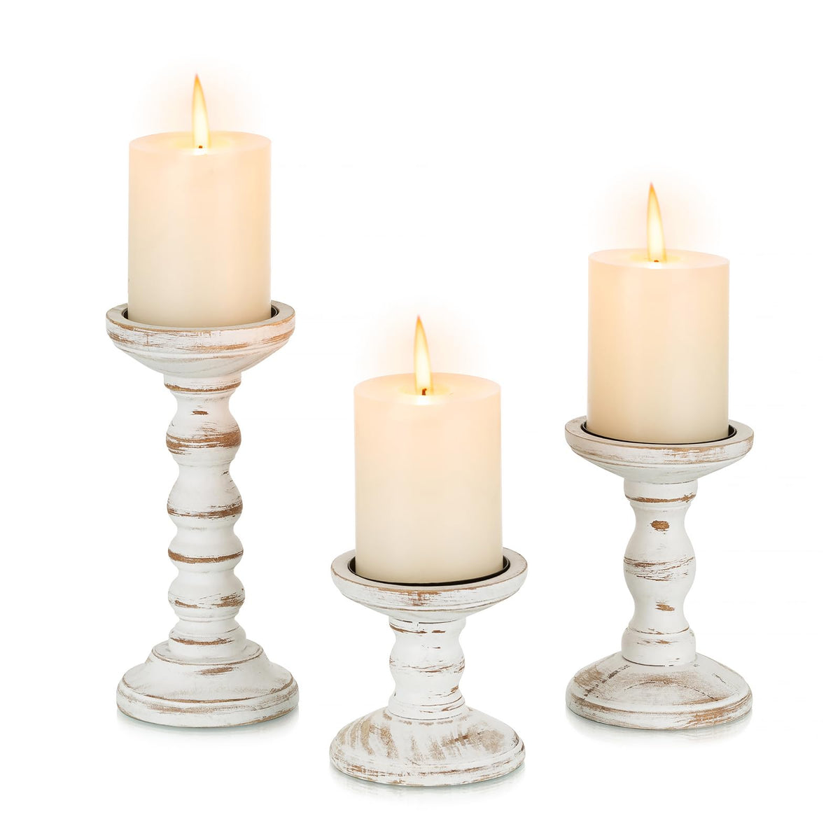 Candeldo pack avant montrant trois bougeoirs et esthétique farmhouse