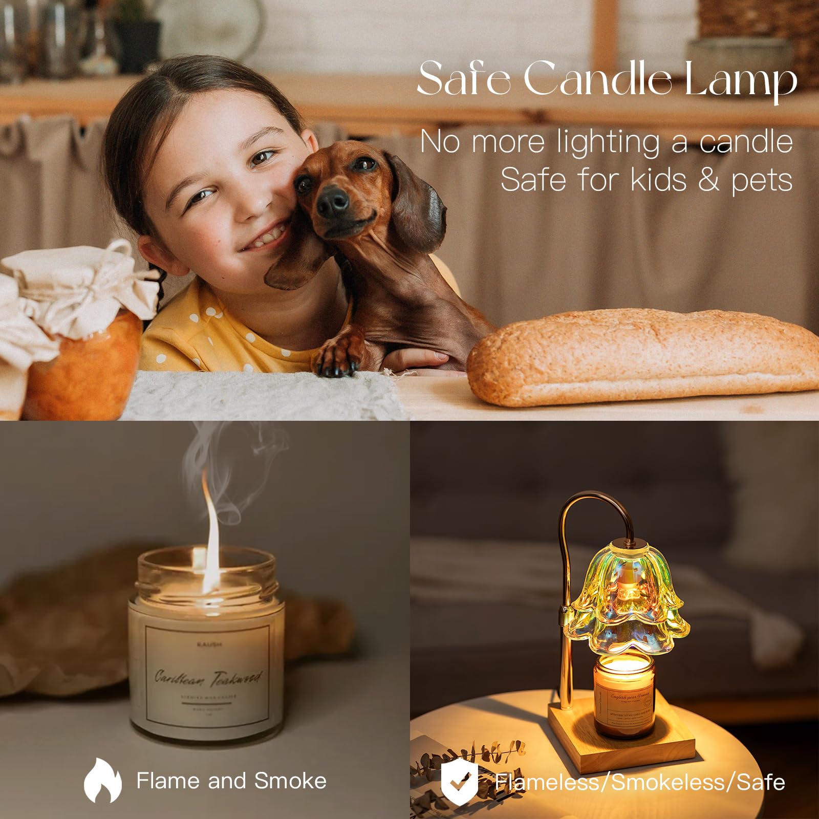 Candeldo lampe allumée comme veilleuse dans un salon cosy pour ambiance