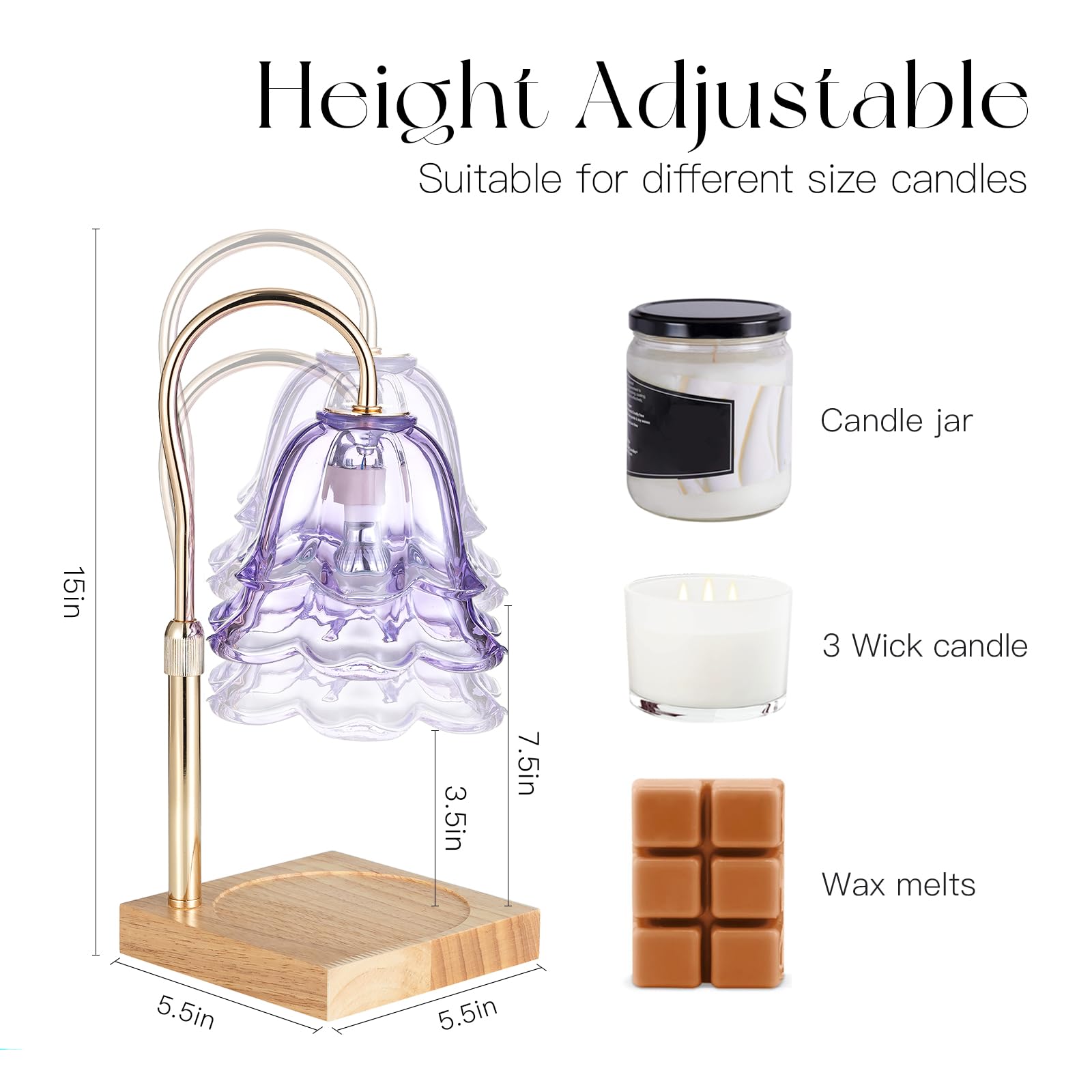 Candeldo base en bois et bras doré apportant finition sophistiquée