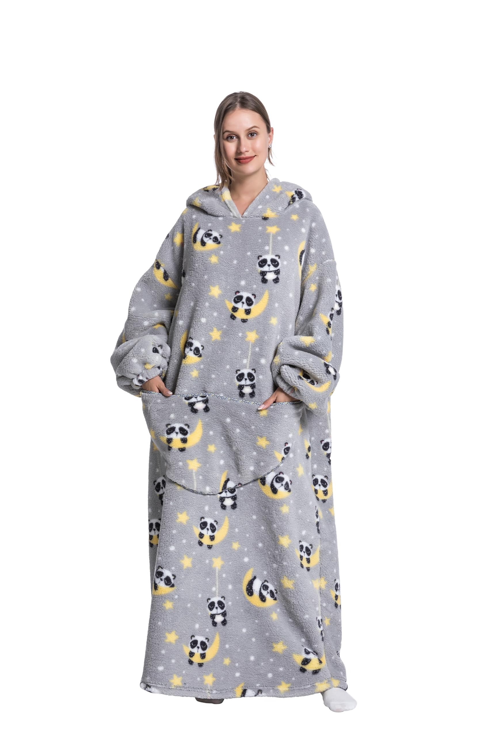Capecage vue avant du hoodie-couverture montrant la coupe oversize et la poche