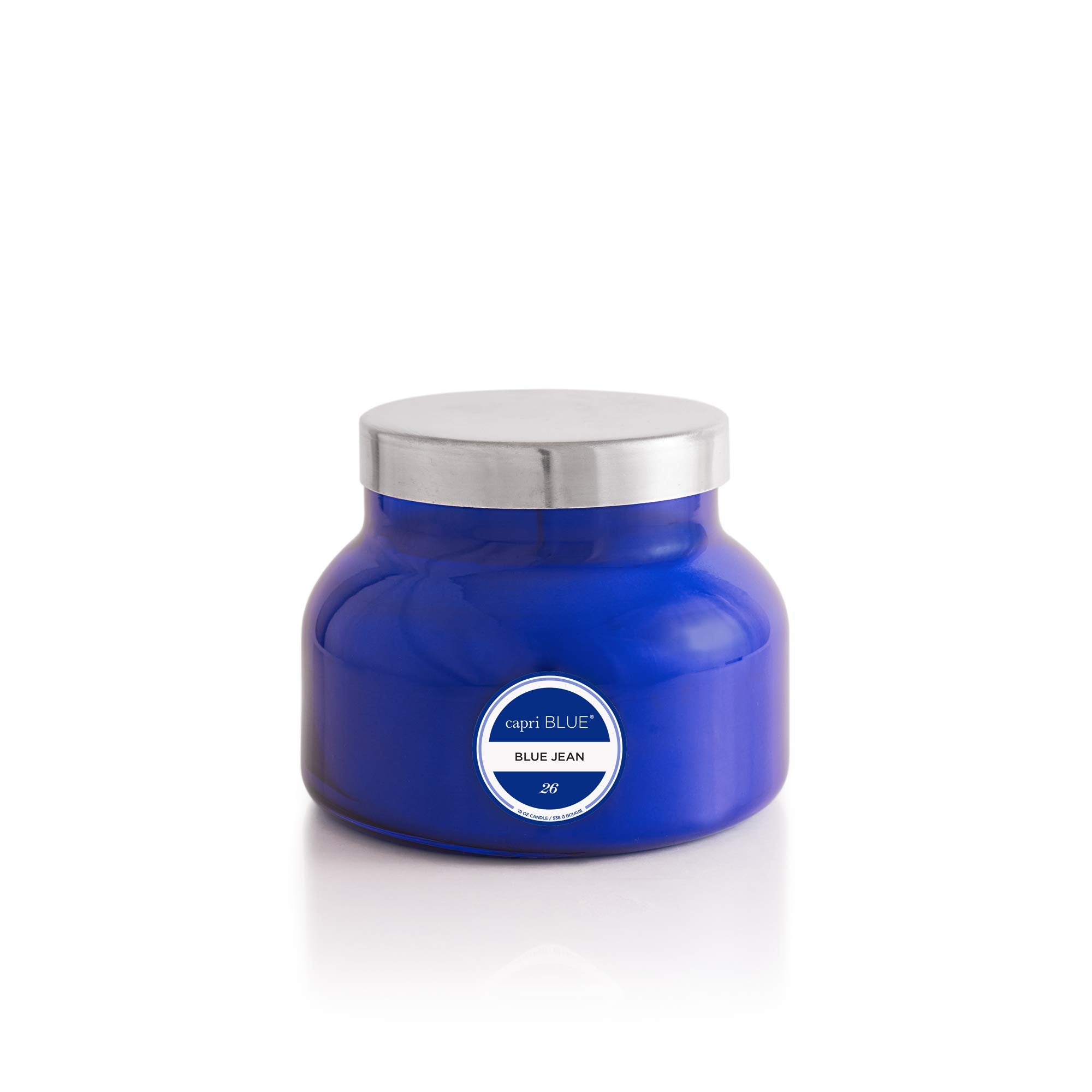 Capri Blue bocal bleu face montrant design élégant et apport décoratif