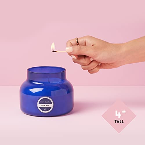 Capri Blue comparaison de taille 19 oz illustrant longévité de combustion jusqu'à 85 heures