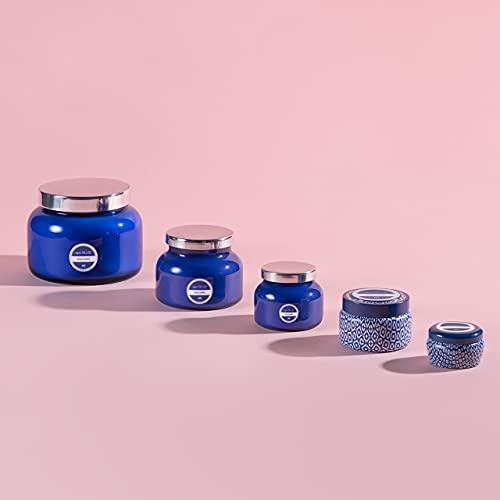 Capri Blue étiquette Blue Jean visible indiquant notes agrumes musc et patchouli