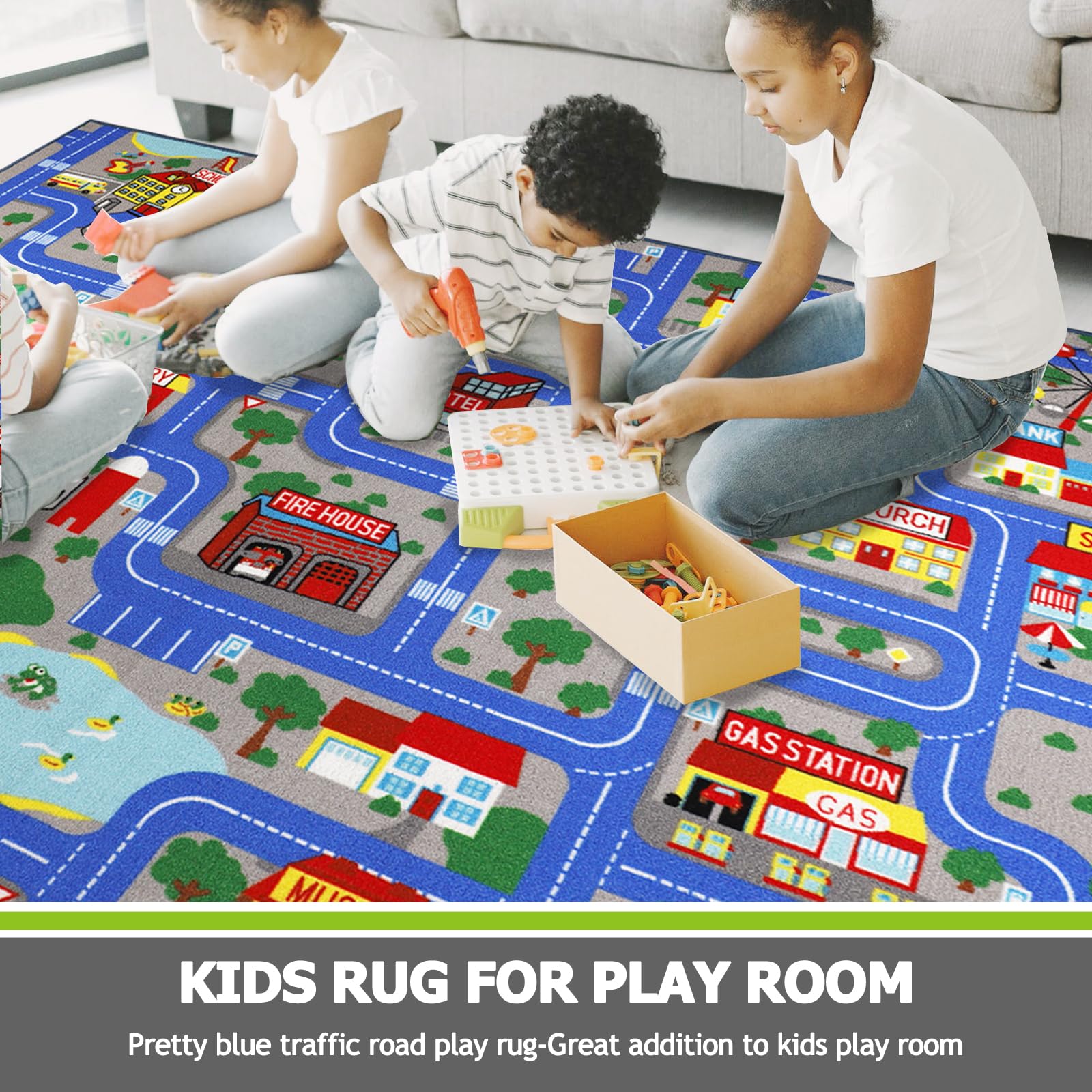 Capslpad tapis installé en chambre décorative apportant zone de jeu sûre
