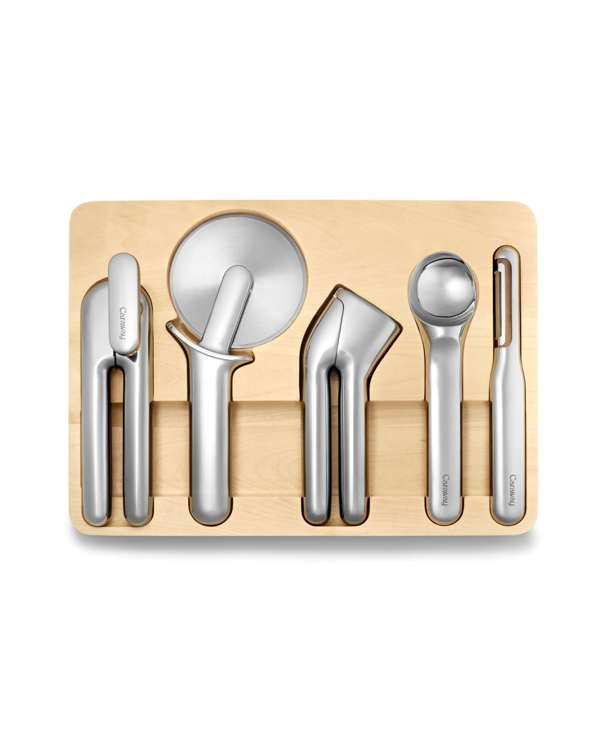 Caraway face du coffret d’ustensiles inox montrant rangement pratique
