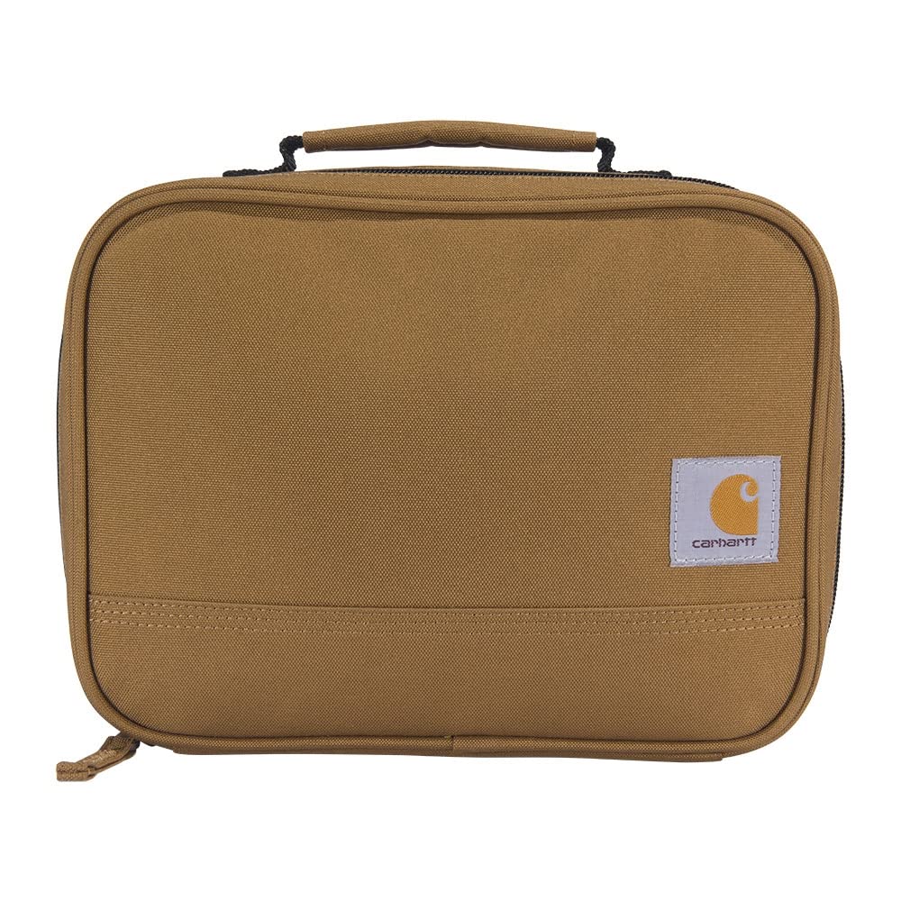 Carhartt glacière de face marron montrant la forme compacte et protection déperlante