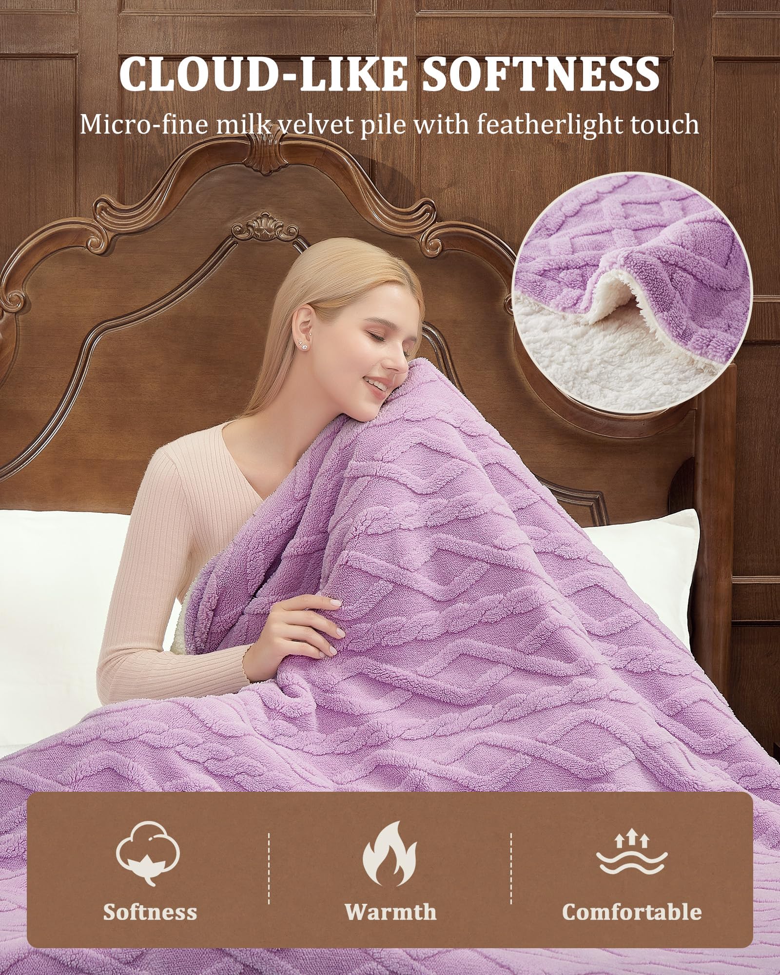 CAROMIO zoom sherpa moelleux pour chaleur et isolation supplémentaires