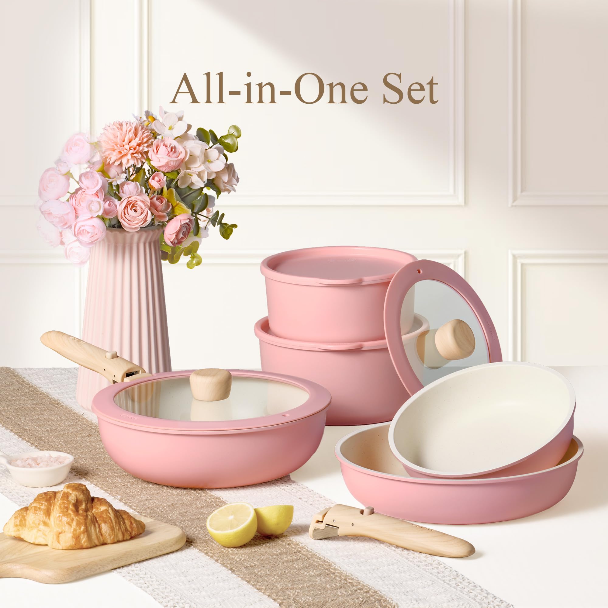 CAROTE mise en scène cuisine rose montrant style et fonctionnalité à table
