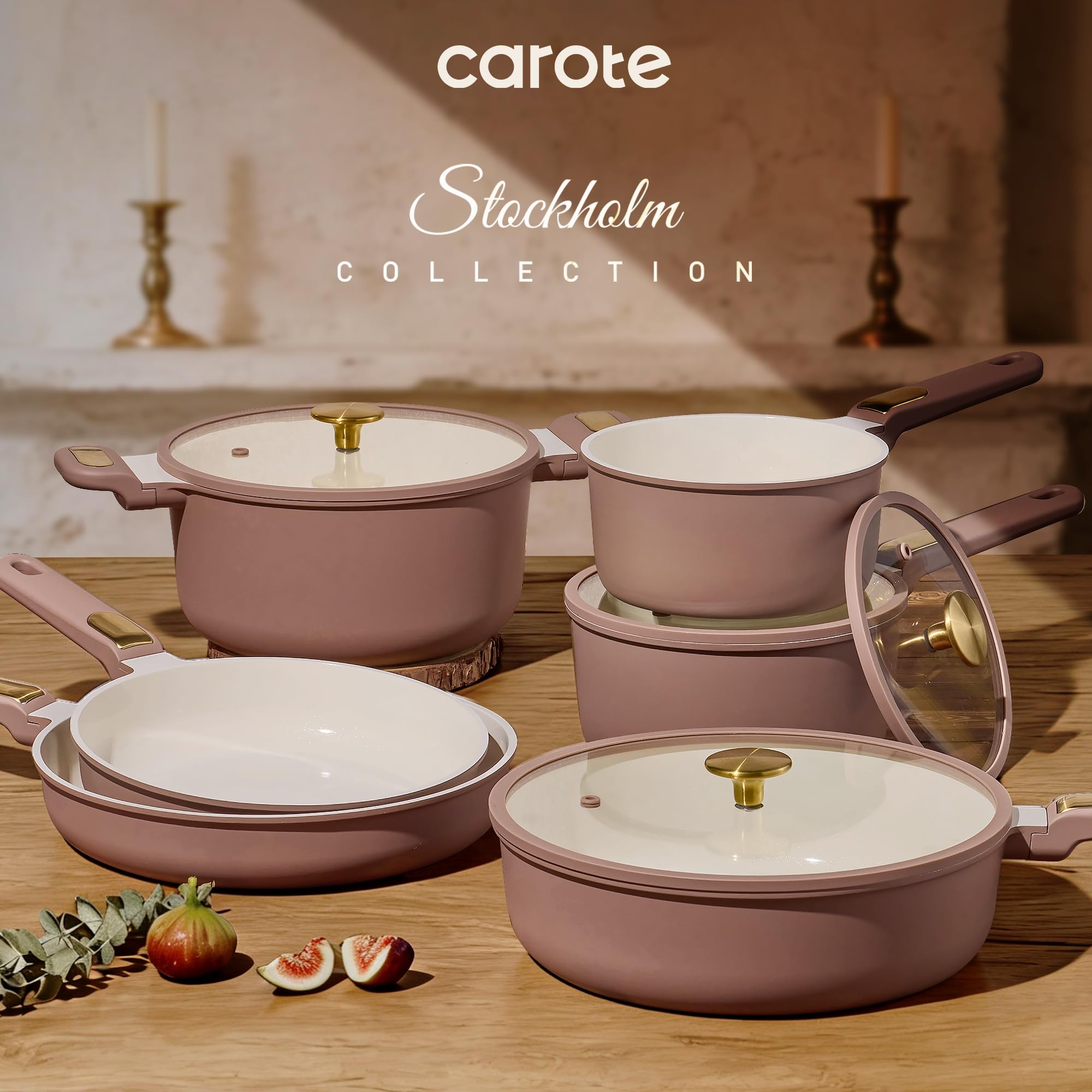 CAROTE scène cuisine stylée présentant le set en usage quotidien et facilite le nettoyage