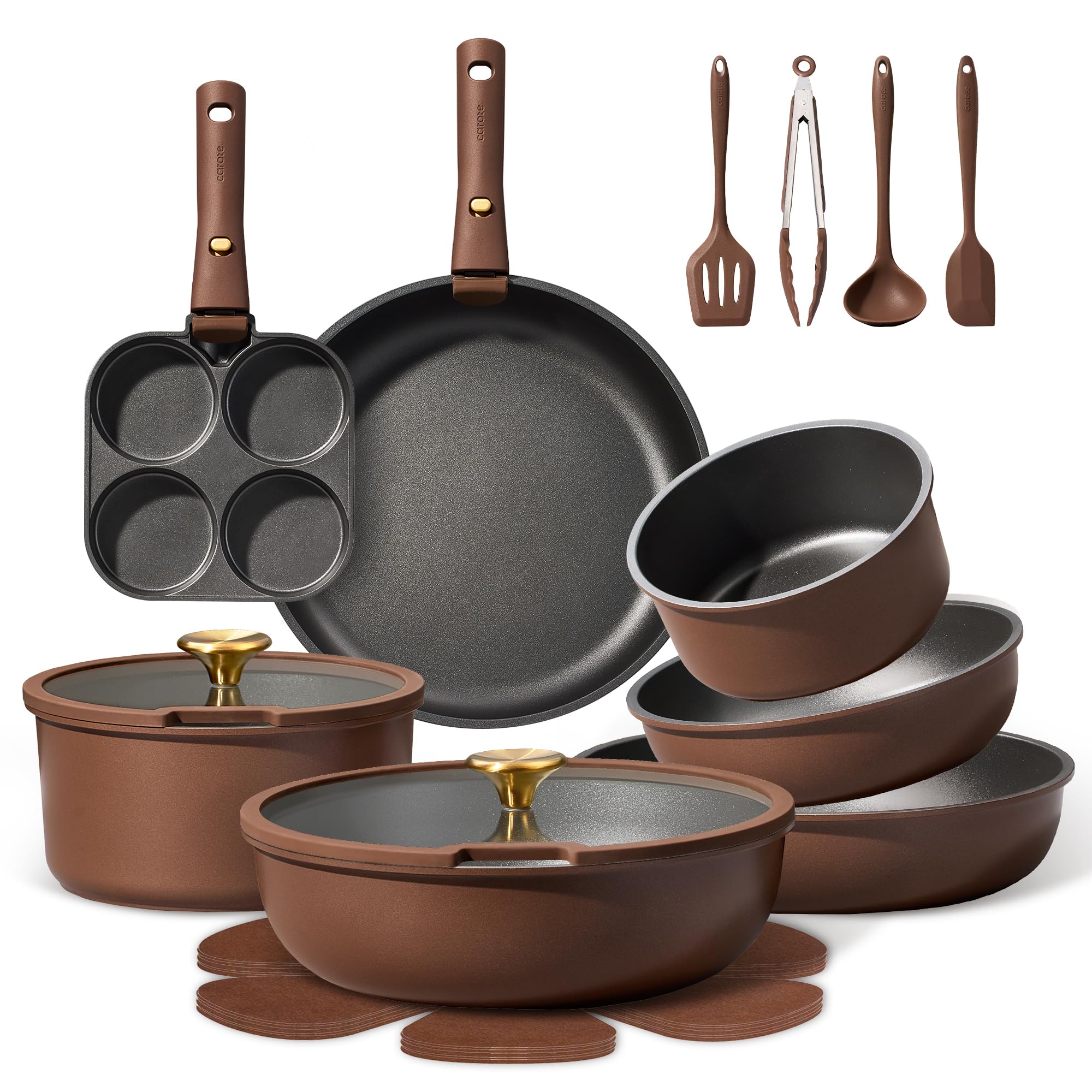 CAROTE face du coffret 21 pièces montrant contenu et gain de place