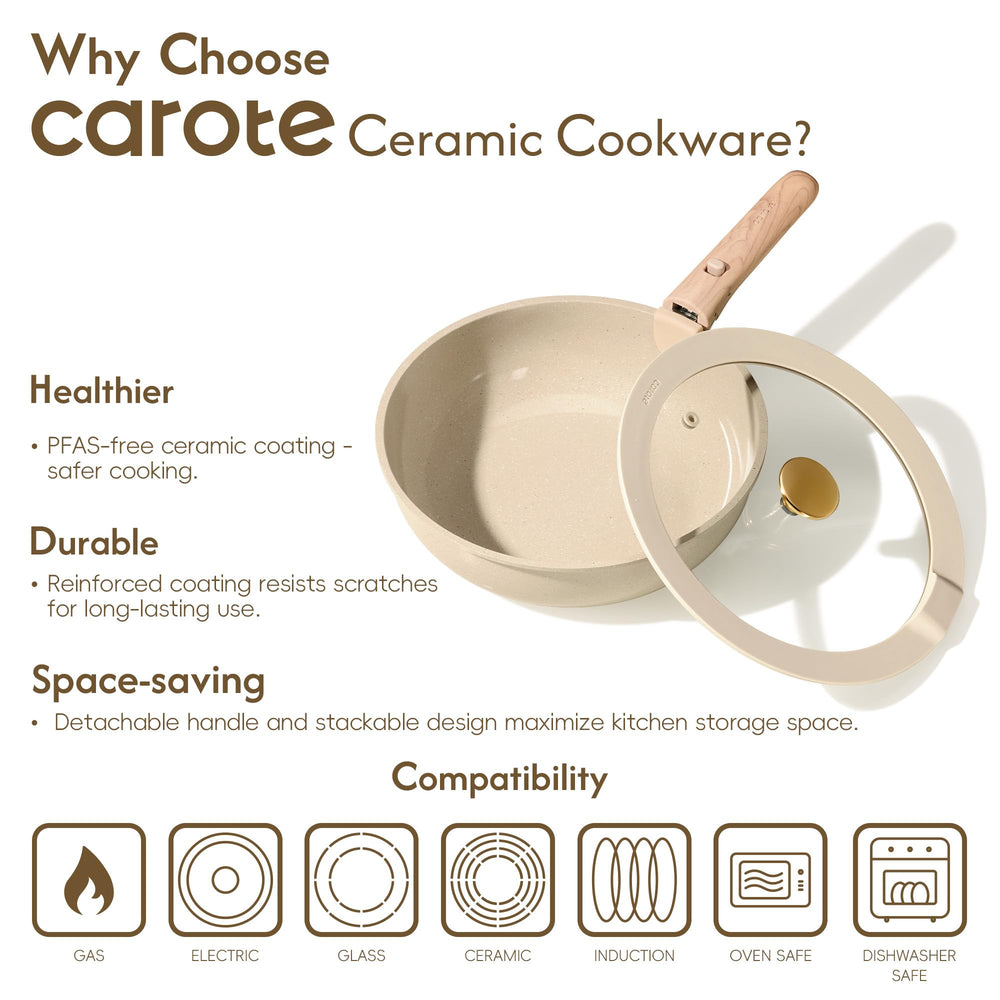 CAROTE service dressé montrant casseroles et couvercles prêtes à servir