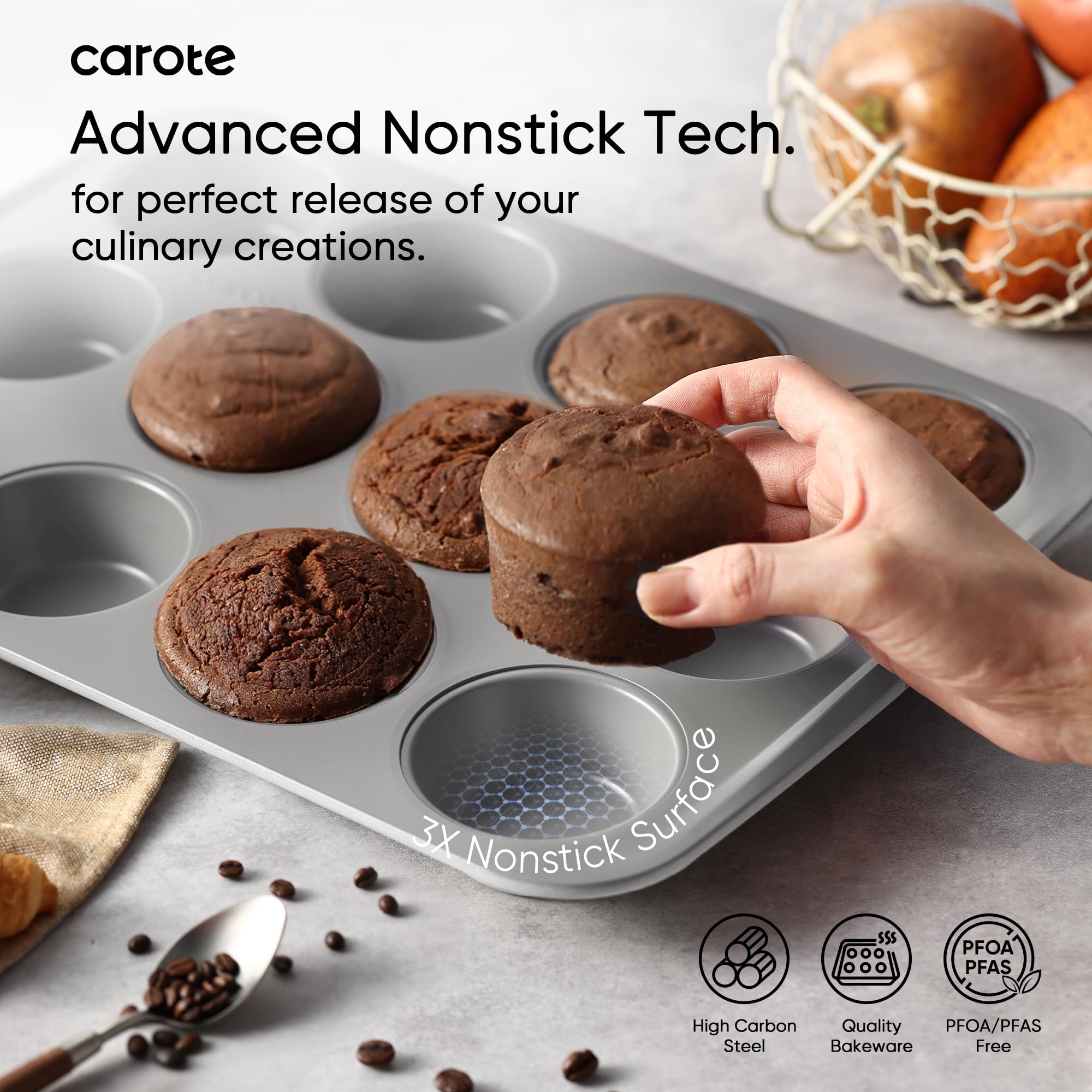 CAROTE moule à cake 9 pouces, acier carbone pour cuisson homogène