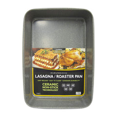 casaware plat à lasagnes face avant montrant finition silver granite et robustesse