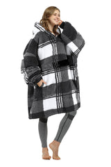 Catalonia Hooded Blanket face avant montrant coupe oversize et capuche protectrice
