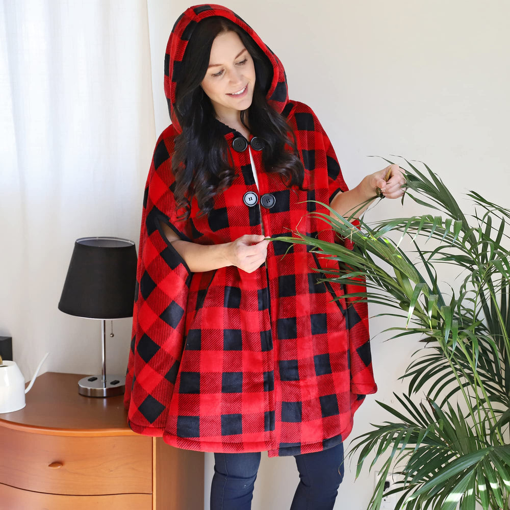 Catalonia poncho gros plan sur la texture sherpa et fleece pour confort tactile
