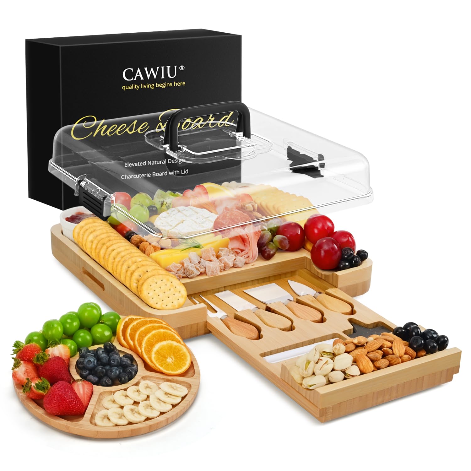 CAWIU planche face avant noir pour service élégant et rangement pratique