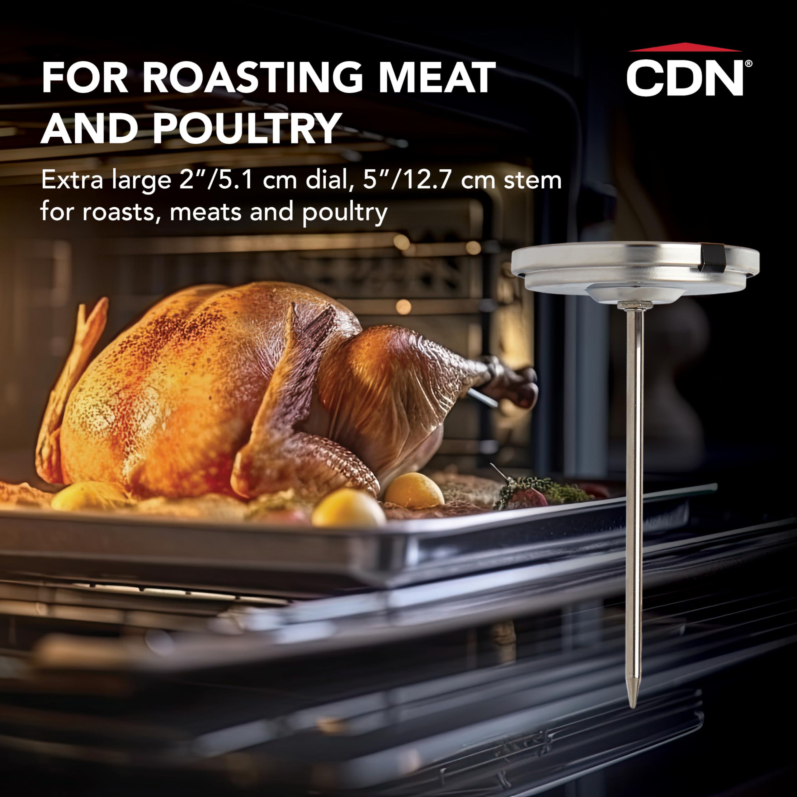 Thermomètre CDN en action sur rôti garantissant cuisson à cœur