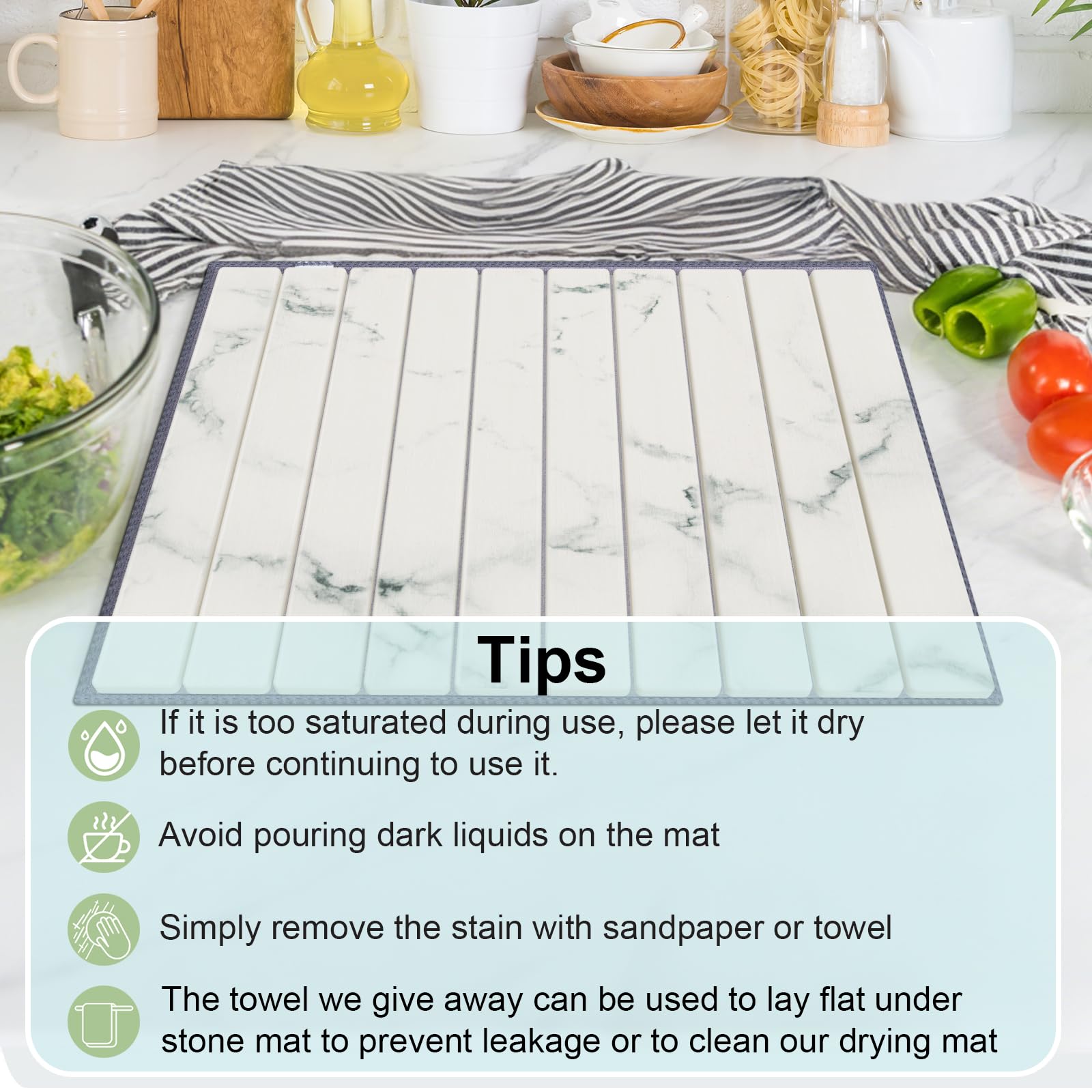 Cecnamt tapis intégré décor cuisine protégeant surface et améliorant esthétique