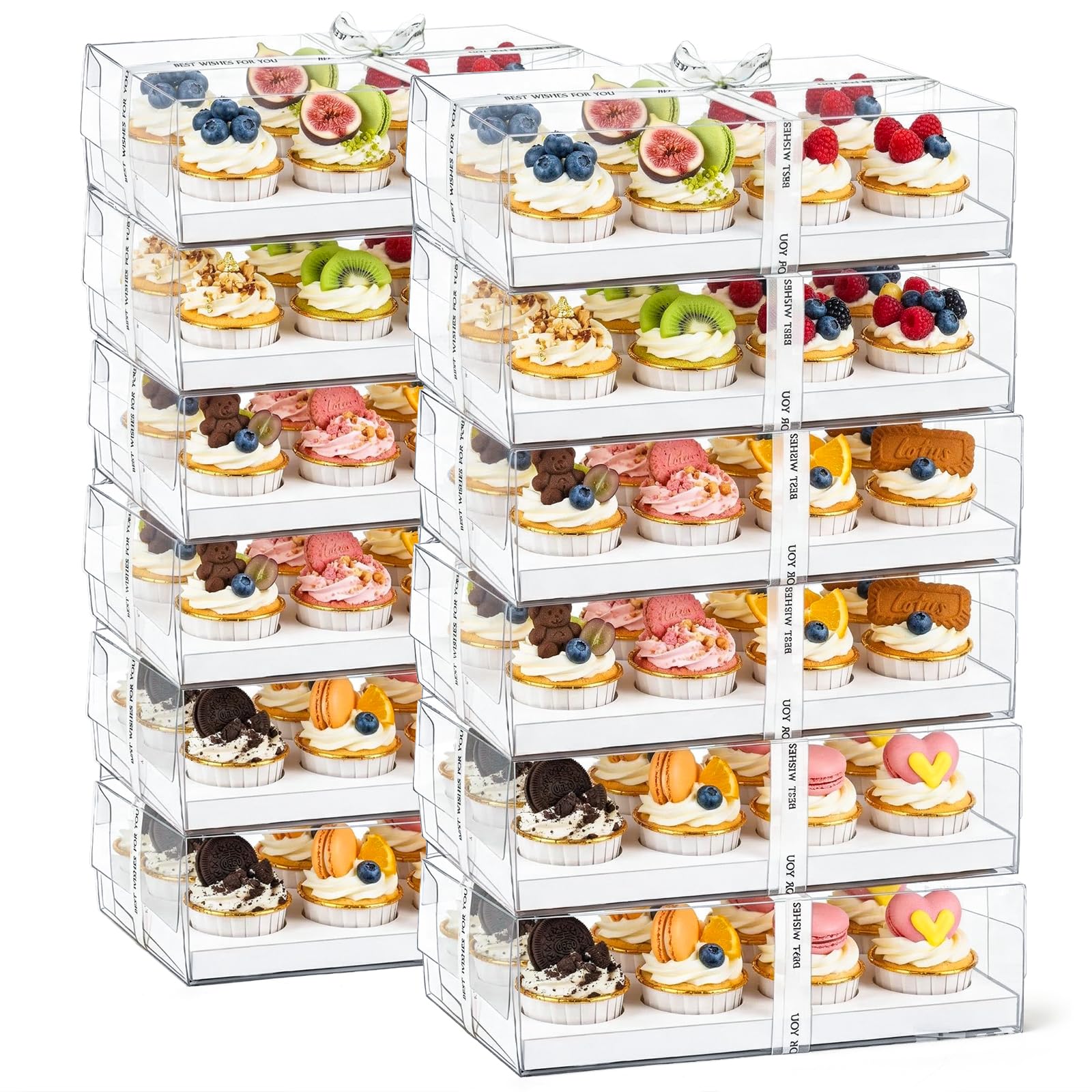 Cedilis boîte face avant transparente présentant cupcakes et attrait visuel