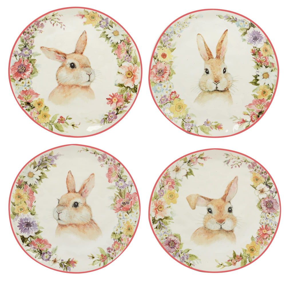 Certified International assiette face avant avec lapin et fleurs, apporte charme printanier